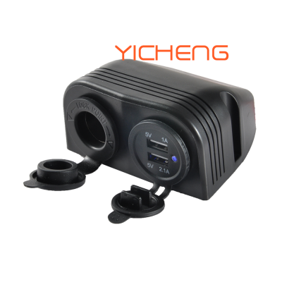 12V 24V Car Cigarette Lighter Socket and Two Hole Tent Cover Panel Mount Dual USB Charger