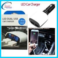 LED display car charger 3.4A car charger digital multi function car charger