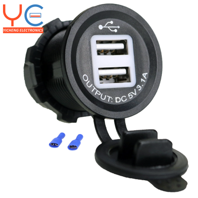 3.1A 2.1A 12V-24V Dual Port USB Charger