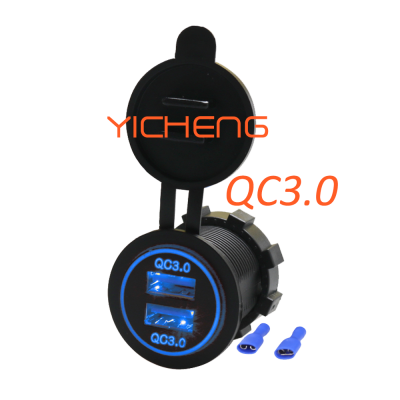 12V 24V DC Dual Port USB Socket QC3.0 Car Charger