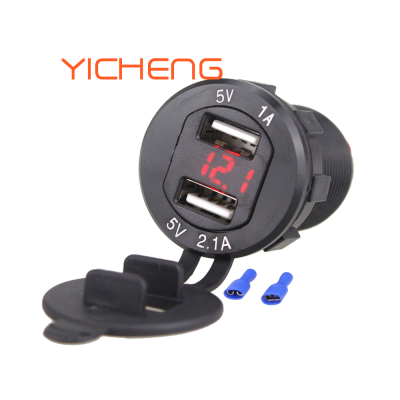 12-24V DC Aluminum Housing 3.1A Dual Charger USB Voltmeter for Marine Car