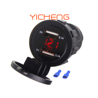 2.1A 4.2A 24V 12V DC Dual Port USB Socket Car Voltmeter Charger for Marine