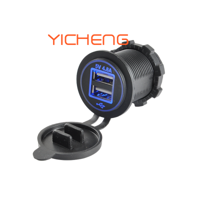 12V 24V DC USB Socket Dual 5V Car Charger USB 4.8A for Vehicle