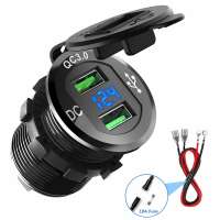 Aluminum dual usb charger quick charge 3.0 fast charger with voltmeter